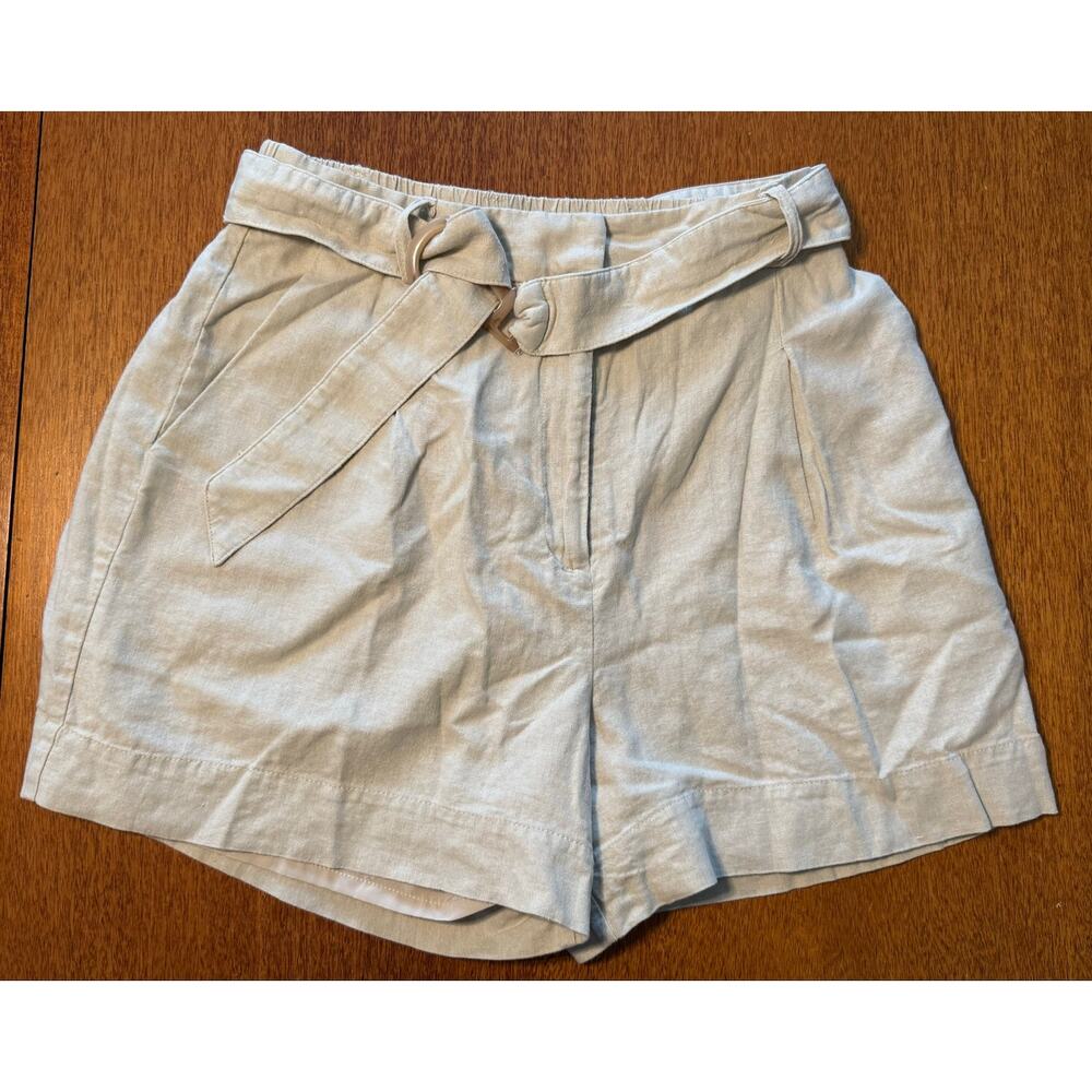 House of Harlow 1960 Linen Blend Belted Shorts - Beige - Medium
